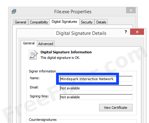 Screenshot of the Mindspark Interactive Network certificate